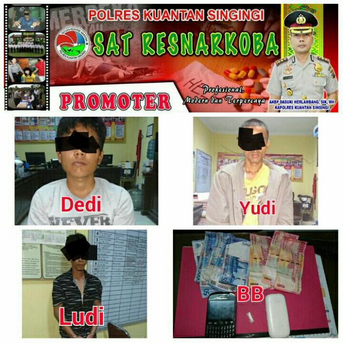 Polres Kuansing Bekuk 3 Pengedar Sabu
