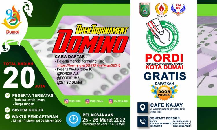 PORDI Dumai Gandeng 234 SC Gelar Turnamen Domino