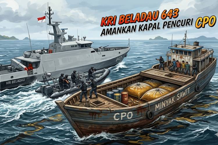 Patroli Laut Berbuah Hasil, KRI Beladau-643 Gagalkan Pencurian CPO di Dumai