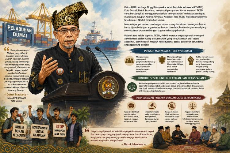 Tokoh Adat Melayu Dumai Kecam Narasi 'Sesat' dalam Polemik TKBM Pelabuhan