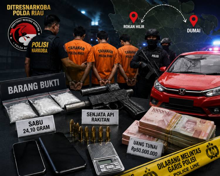 Tangkap Jaringan Narkoba di Rohil dan Dumai, Polisi Temukan Senpi Rakitan dan Rp50 Juta