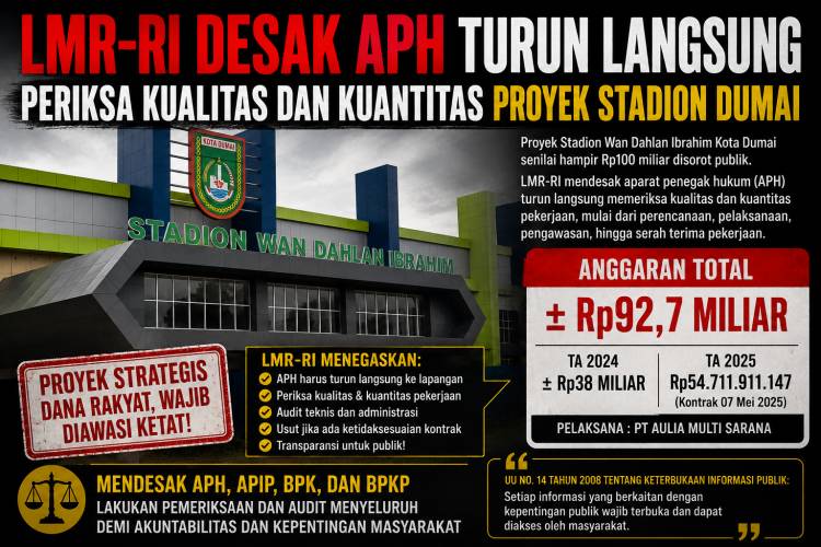 LMR-RI Desak APH Turun Langsung Periksa Kualitas dan Kuantitas Proyek Stadion Dumai
