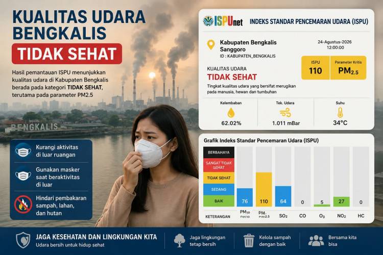 Kualitas Udara Bengkalis Tidak Sehat, DLH Himbau Warga Kurangi Aktifitas Diluar