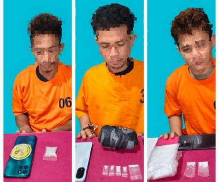Tiga Terduga Pengedar Sabu Diciduk di Langgam, Polisi Kejar Pemasok Berinisial GA