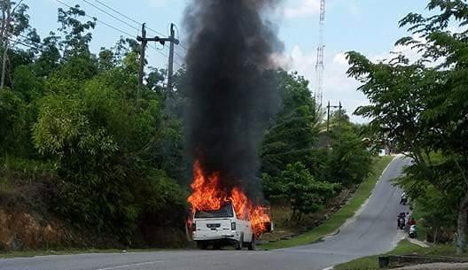 Mobil Stikes Tuanku Tambusai Bangkinang Kampar Hangus Terbakar 