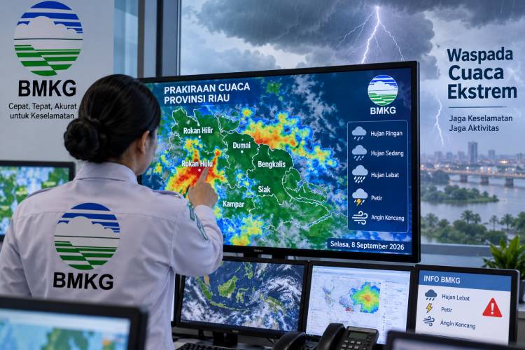 Cuaca Riau Hari Ini: BMKG Waspadai Hujan Lebat dan Angin Kencang