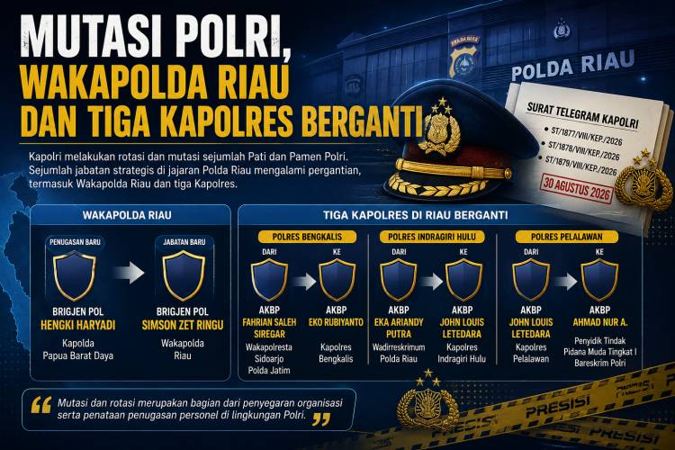 Mutasi Polri, Wakapolda Riau dan Tiga Kapolres Berganti
