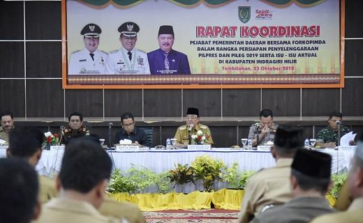 Bupati Inhil Pimpin Rakor Pejabat Pemda Bersama Forkopimda