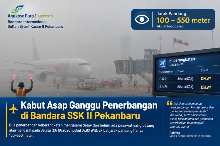 Kabut Asap Lumpuhkan Penerbangan di Pekanbaru, Jarak Pandang Tinggal 100 Meter